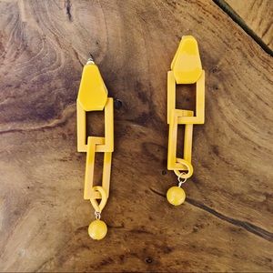 Acrylic Yellow / Orange Abstract  Drop Earrings